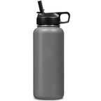 Botella de agua unisex de acero inoxidable con aislamiento térmico y pajita.