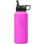 Botella de agua unisex de acero inoxidable con aislamiento térmico y pajita.