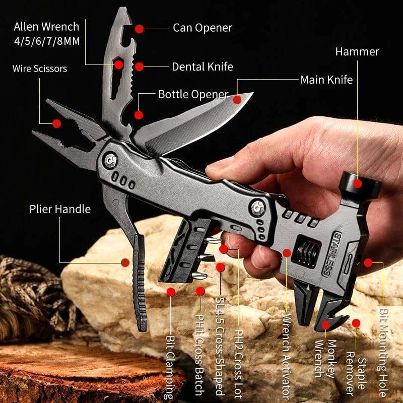 Llave multiusos de acero inoxidable para exteriores