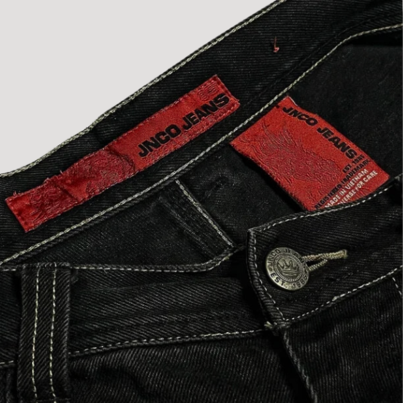 Vaqueros negros anchos de tiro alto – Raven