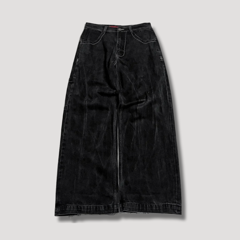 Vaqueros negros anchos de tiro alto – Raven