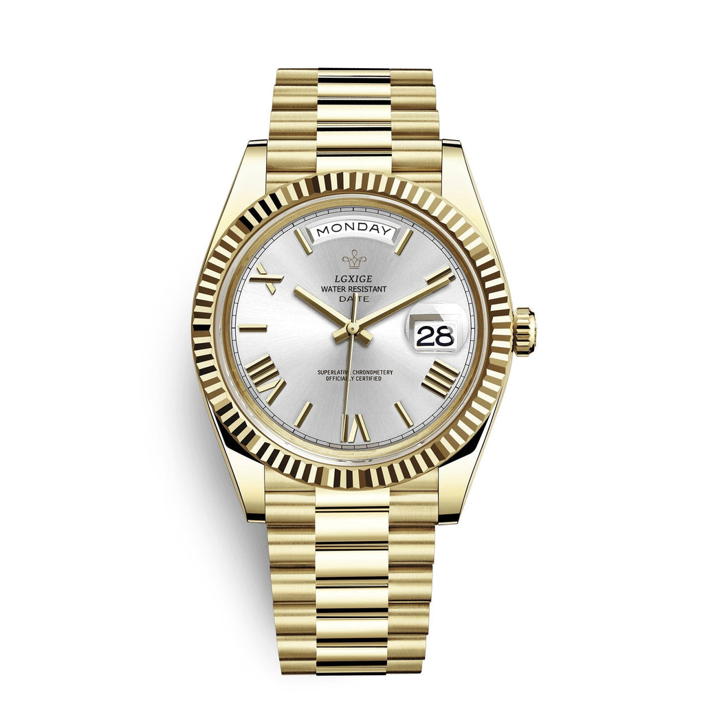 Reloj automático para hombre con indicador de día y fecha: atemporal y elegante.