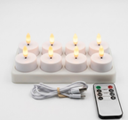 Velas LED sin llama Set Temporizador con mando a distancia Recargables por USB