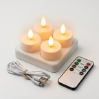 Velas LED sin llama Set Temporizador con mando a distancia Recargables por USB