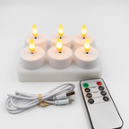 Velas LED sin llama Set Temporizador con mando a distancia Recargables por USB