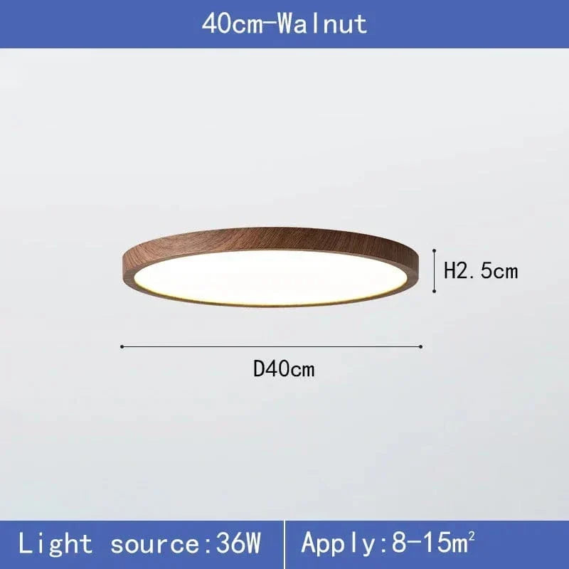 Lámpara de techo LED | Diseño ultrafino con vetas de madera, a prueba de polvo y regulable para interiores modernos
