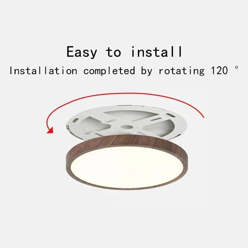Lámpara de techo LED | Diseño ultrafino con vetas de madera, a prueba de polvo y regulable para interiores modernos