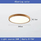 Lámpara de techo LED | Diseño ultrafino con vetas de madera, a prueba de polvo y regulable para interiores modernos