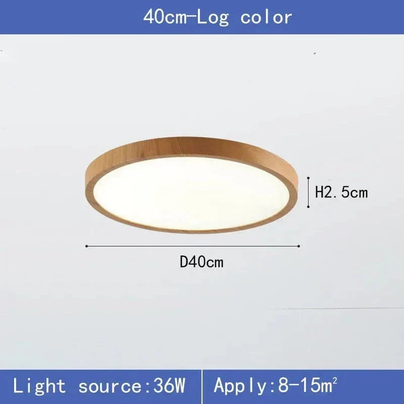Lámpara de techo LED | Diseño ultrafino con vetas de madera, a prueba de polvo y regulable para interiores modernos