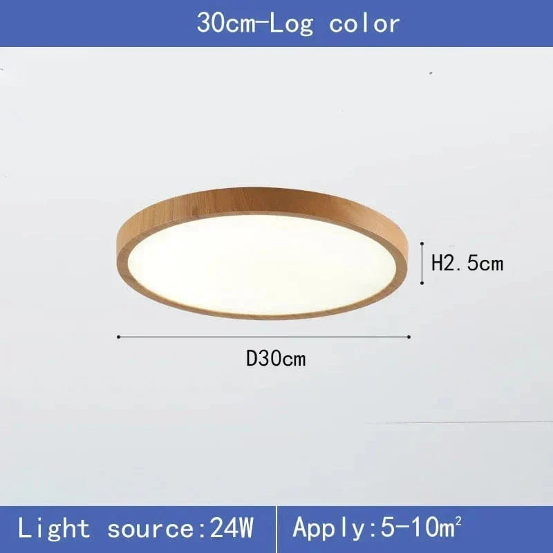 Lámpara de techo LED | Diseño ultrafino con vetas de madera, a prueba de polvo y regulable para interiores modernos