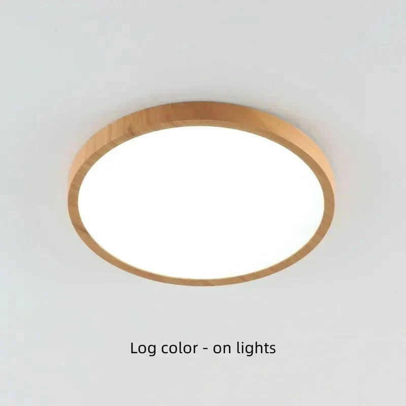 Lámpara de techo LED | Diseño ultrafino con vetas de madera, a prueba de polvo y regulable para interiores modernos