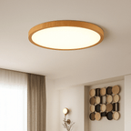 Lámpara de techo LED | Diseño ultrafino con vetas de madera, a prueba de polvo y regulable para interiores modernos