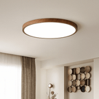 Lámpara de techo LED | Diseño ultrafino con vetas de madera, a prueba de polvo y regulable para interiores modernos