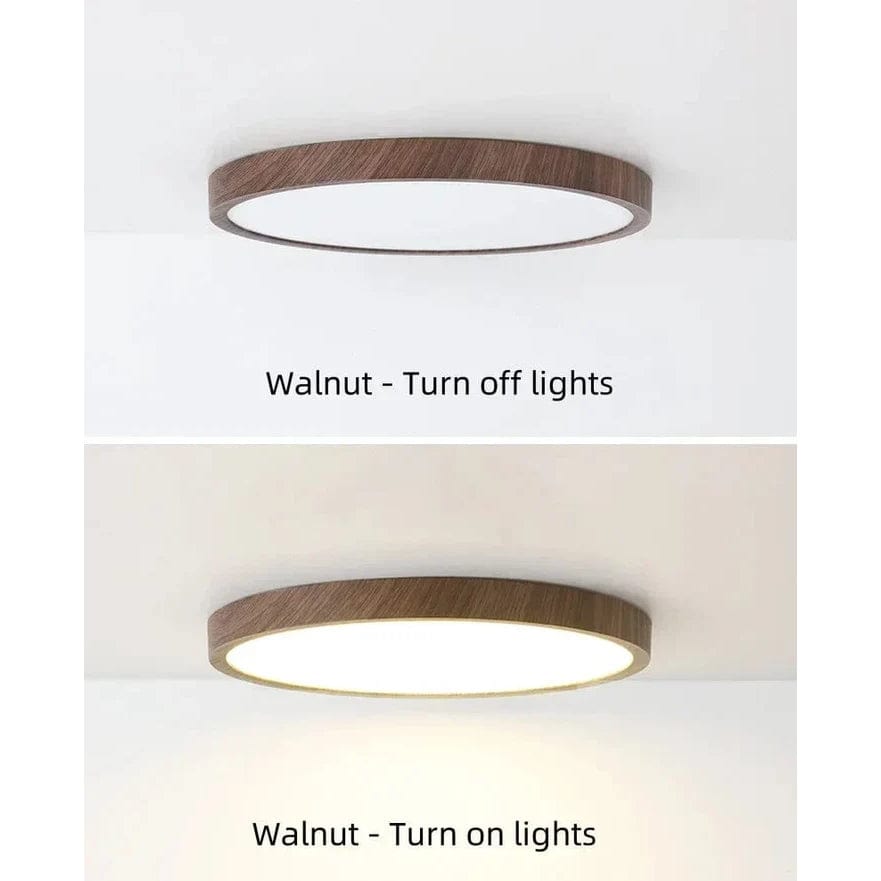 Lámpara de techo LED | Diseño ultrafino con vetas de madera, a prueba de polvo y regulable para interiores modernos