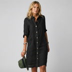 Vestido camisero de lino transpirable para mujer