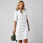 Vestido camisero de lino transpirable para mujer
