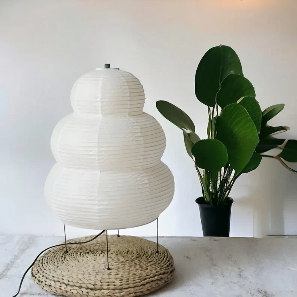 Lámpara de pie japonesa de papel de arroz Wabi-Sabi para una vida serena