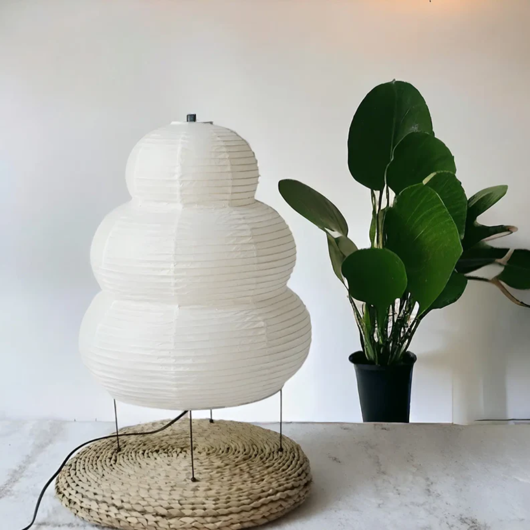 Lámpara de pie japonesa de papel de arroz Wabi-Sabi para una vida serena