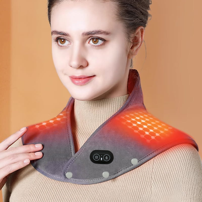 Almohadilla calefactora eléctrica para cuello y hombros con vibración