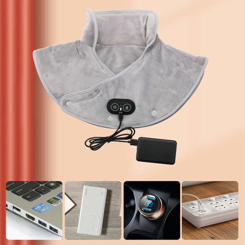 Almohadilla eléctrica calefactora para cuello y hombros con vibración