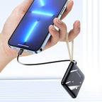 Powerbank compacto 20000mAh Cables integrados Pantalla LED Snelladen Draagbaar Mobiel Opladen Onderweg