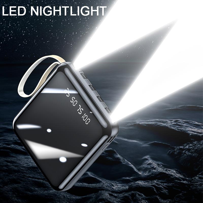 Powerbank compacto 20000mAh Cables integrados Pantalla LED Snelladen Draagbaar Mobiel Opladen Onderweg
