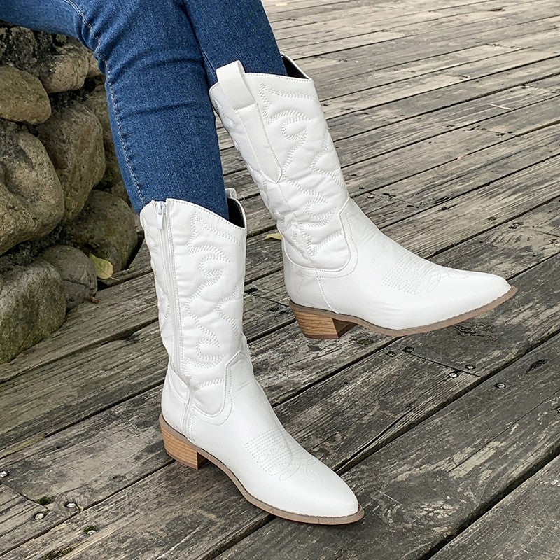Botas vaqueras metálicas con brillo para mujer