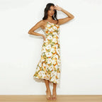 Vestido midi de invitada de boda con estampado floral y un solo hombro para mujer
