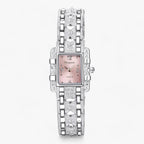 Reloj de mujer elegante con esfera rectangular y detalles de cristal
