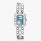 Reloj de mujer elegante con esfera rectangular y detalles de cristal