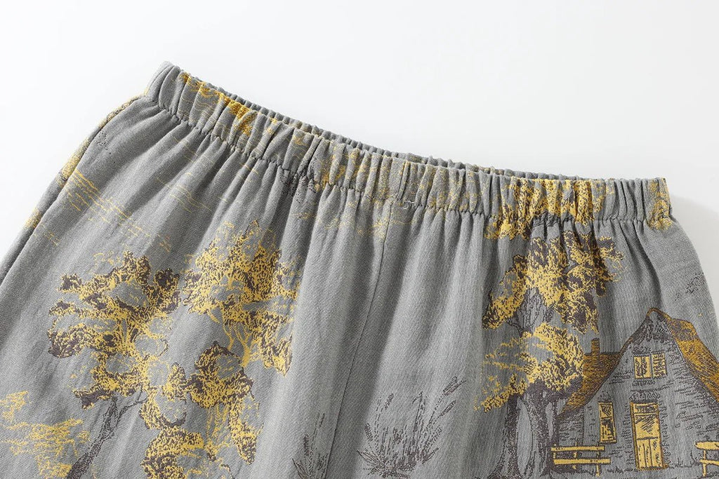 Conjunto de pijama kimono para mujer - Ropa de estar por casa con estampado artístico de acuarela