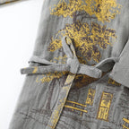 Conjunto de pijama kimono para mujer - Ropa de estar por casa con estampado artístico de acuarela