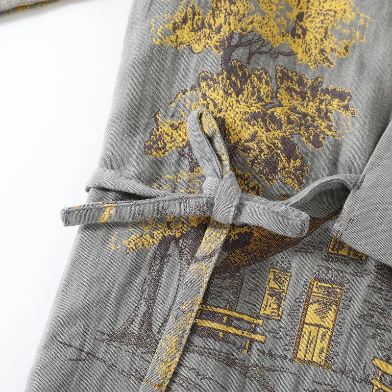 Conjunto de pijama kimono para mujer - Ropa de estar por casa con estampado artístico de acuarela
