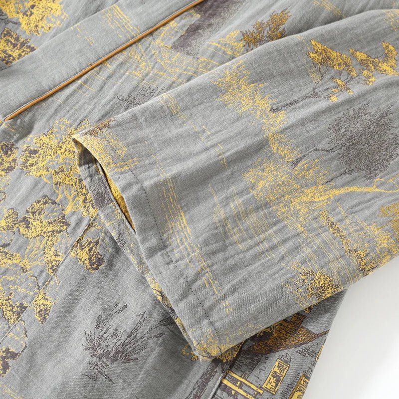 Conjunto de pijama kimono para mujer - Ropa de estar por casa con estampado artístico de acuarela