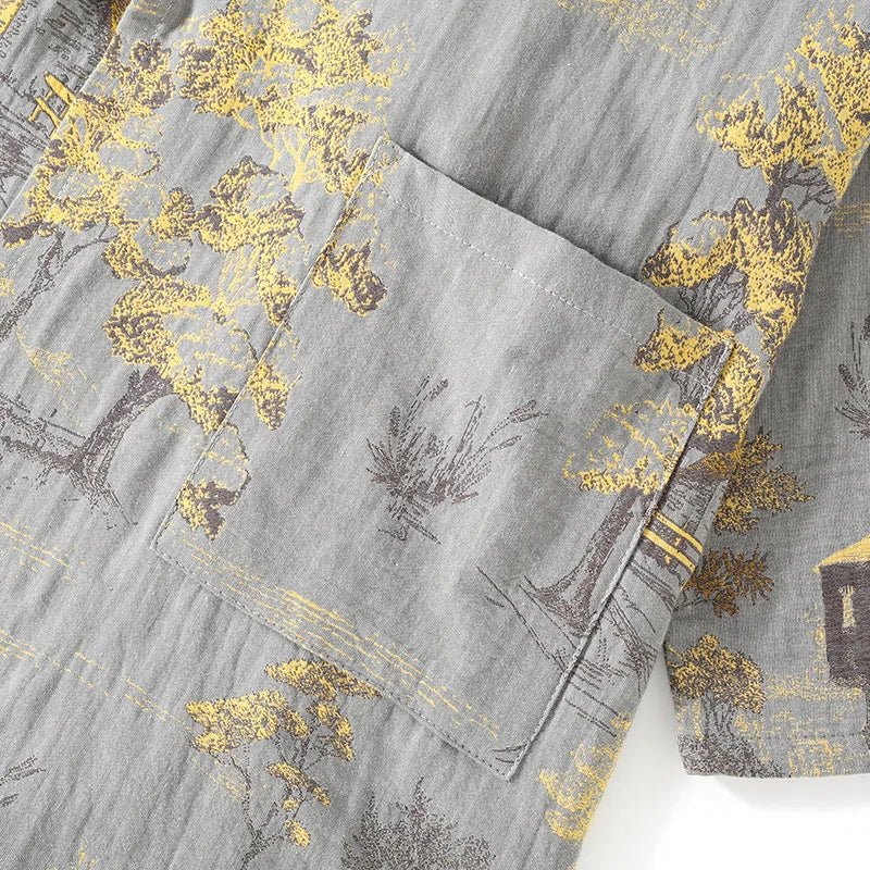 Conjunto de pijama kimono para mujer - Ropa de estar por casa con estampado artístico de acuarela