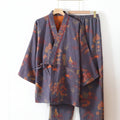 Conjunto de pijama kimono para mujer - Ropa de estar por casa con estampado artístico de acuarela