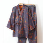 Conjunto de pijama kimono para mujer - Ropa de estar por casa con estampado artístico de acuarela