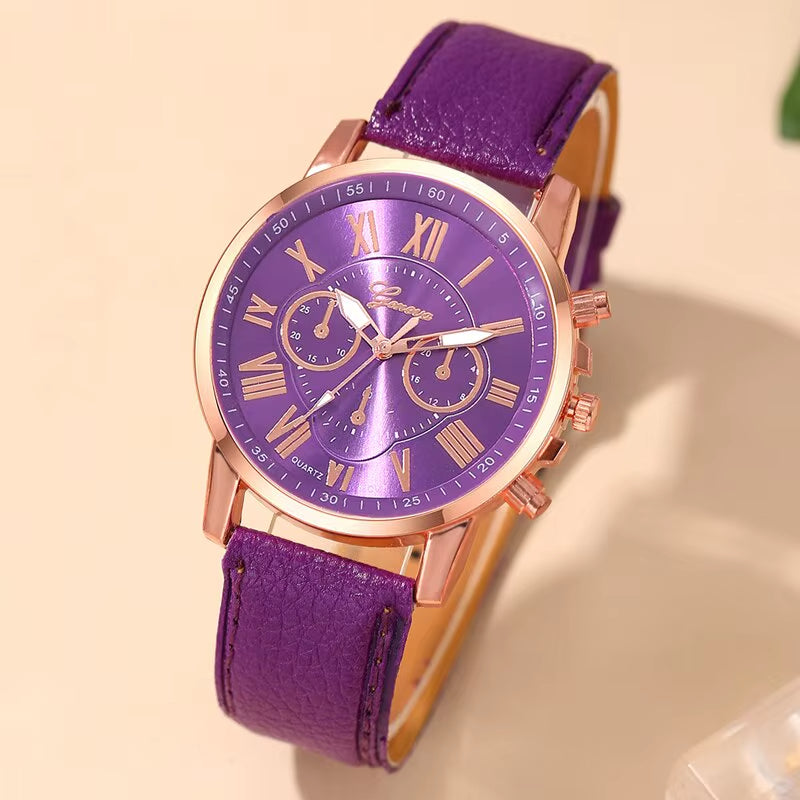Reloj cronógrafo moderno para mujer con números romanos