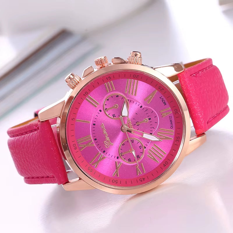 Reloj cronógrafo moderno para mujer con números romanos