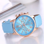 Reloj cronógrafo moderno para mujer con números romanos