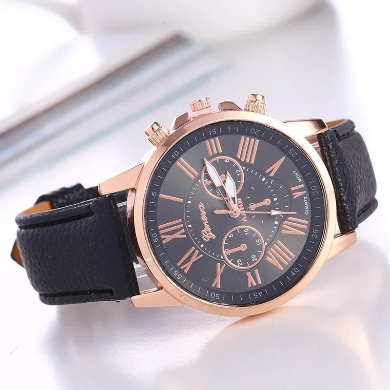 Reloj cronógrafo moderno para mujer con números romanos
