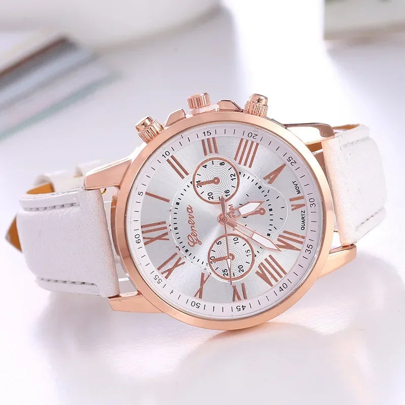 Reloj cronógrafo moderno para mujer con números romanos