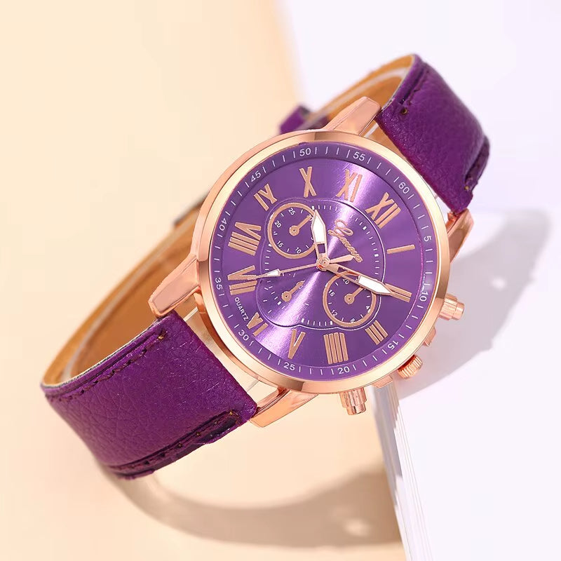 Reloj cronógrafo moderno para mujer con números romanos