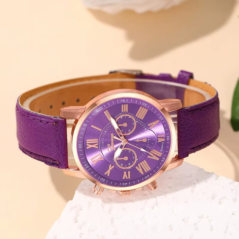 Reloj cronógrafo moderno para mujer con números romanos