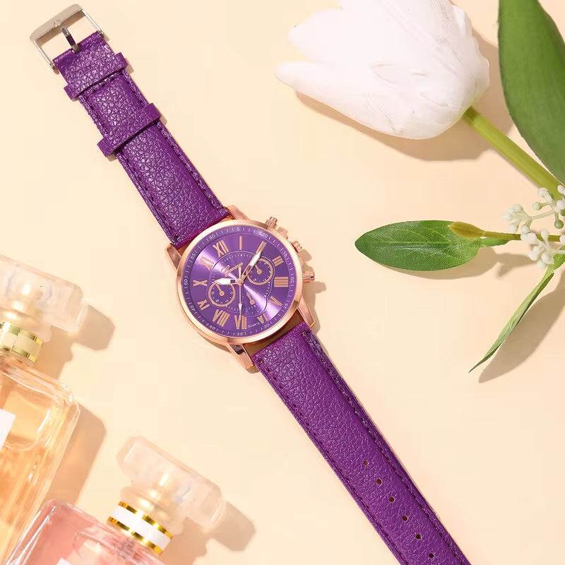 Reloj cronógrafo moderno para mujer con números romanos