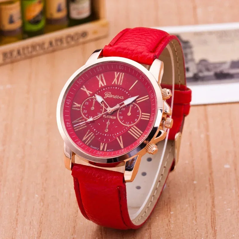 Reloj cronógrafo moderno para mujer con números romanos
