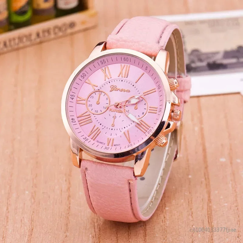 Reloj cronógrafo moderno para mujer con números romanos