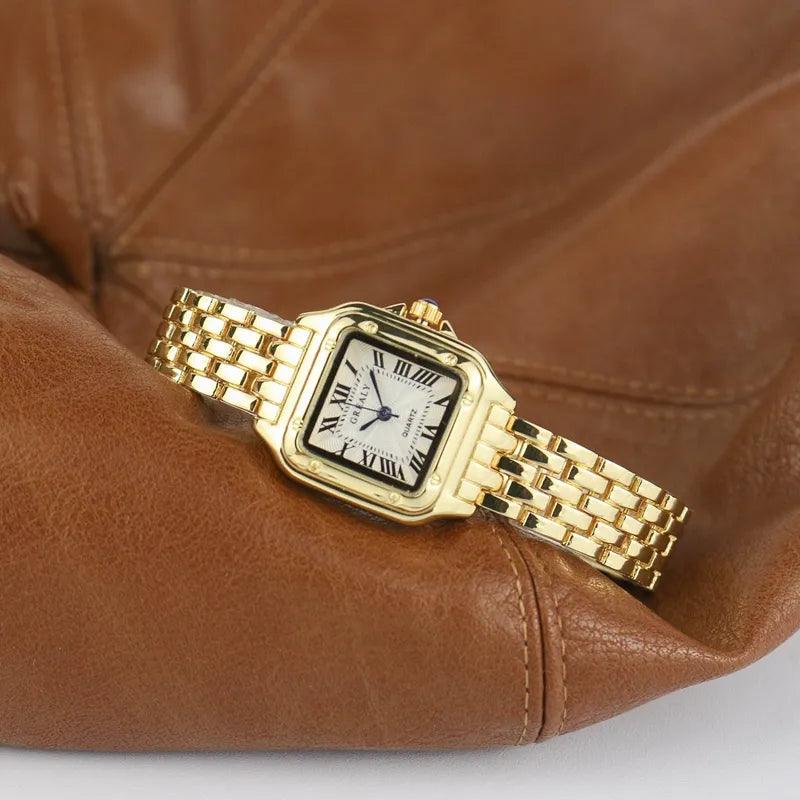 Reloj cuadrado para mujer con números romanos