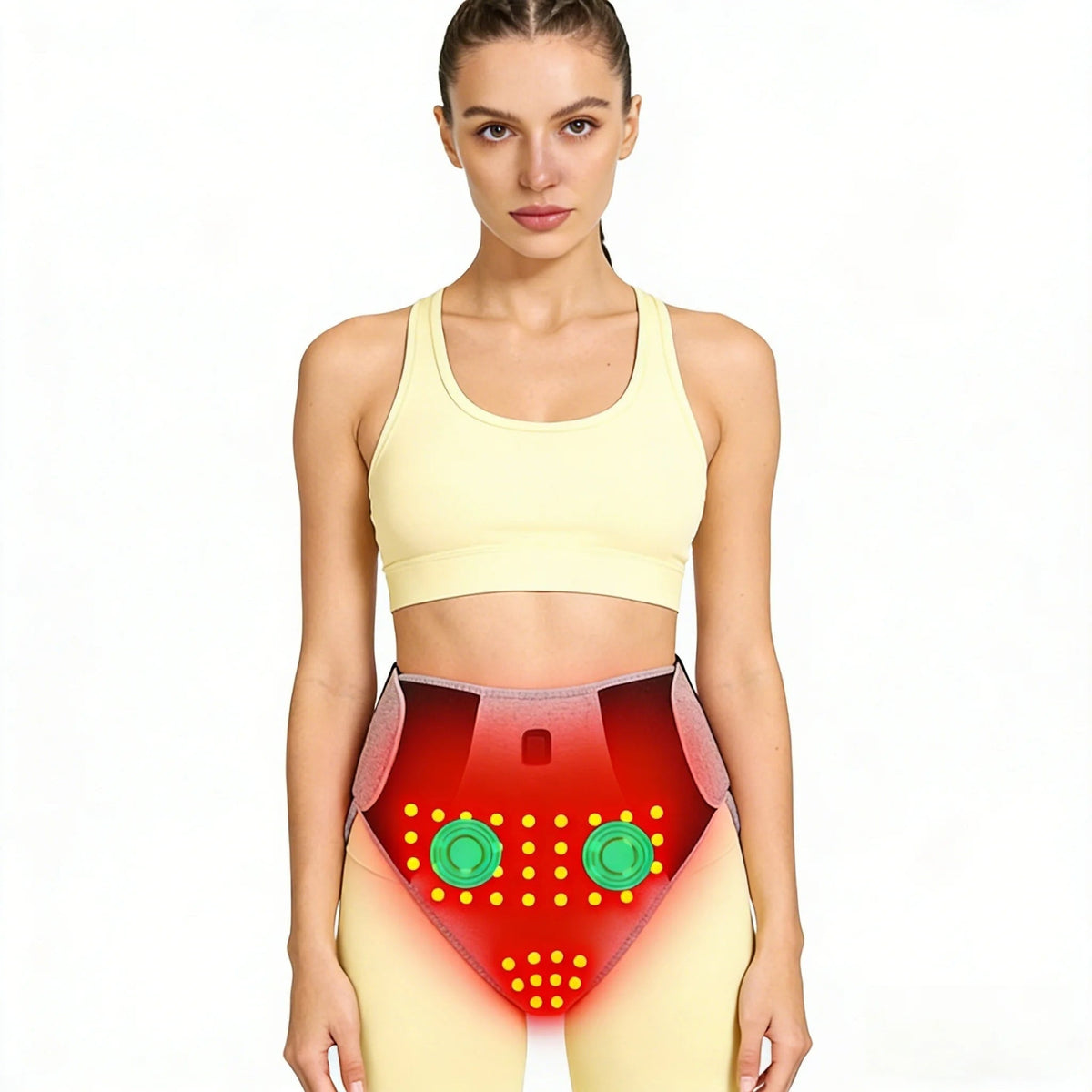 Almohadilla térmica menstrual para mujeres para aliviar los cólicos con envoltura abdominal y lumbar eléctrica portátil.