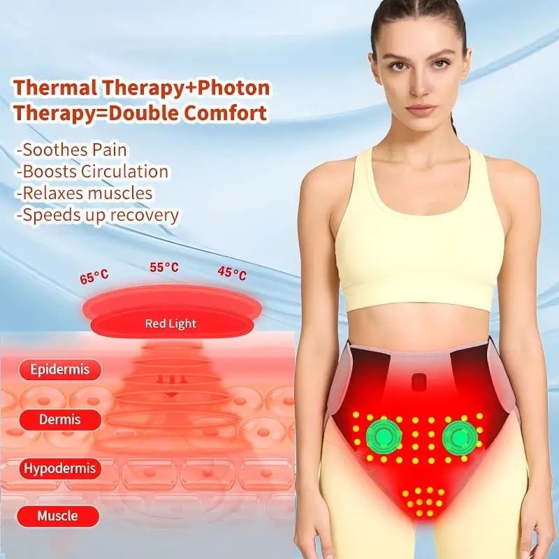 Almohadilla térmica menstrual para mujeres para aliviar los cólicos con envoltura abdominal y lumbar eléctrica portátil.